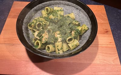 Pasta met spinazie a la crème (luie versie)